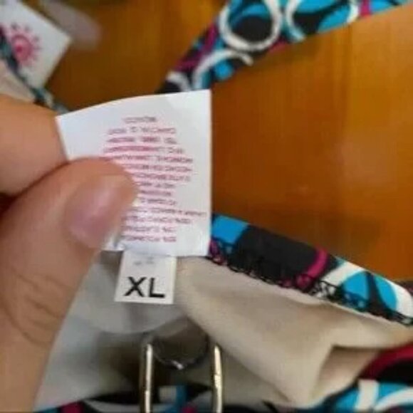 Paola Toscani Swim Bikini Set Blue Pink Circle Print Geometric Boho Resort NWT - Picture 7 of 10